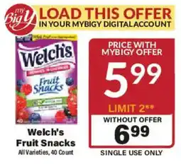 Big Y Welch's Fruit Snacks offer