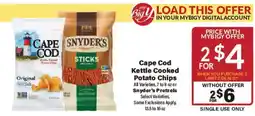 Big Y Cape Cod Kettle Cooked Potato Chips or Snyder's Pretzels offer