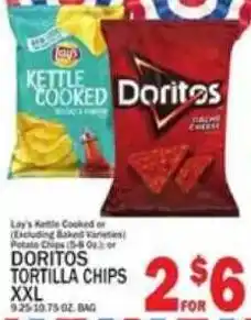 C Town Lay's Kettle Cooked or Doritos Tortilla Chips XXL offer