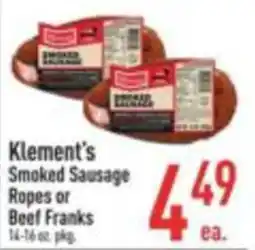 Strack & Van Til Klement's Smoked Sausage Ropes or Beef Franks offer