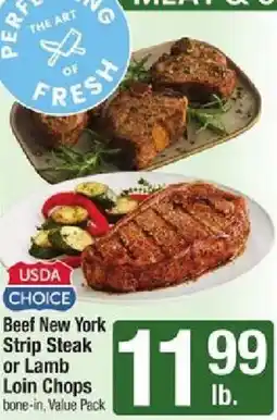 Star Market Usda choice beef new york strip steak or lamb loin chops offer