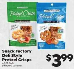 Sentry Snack Factory Deli Style Pretzel Crisps offer