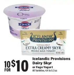Big Y Icelandic Provisions Dairy Skyr or Fage Yogurt offer