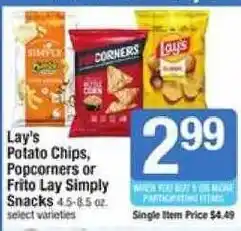 Shaw's Lay's Potato Chips, Popcorners or Frito Lay Simply Snacks offer