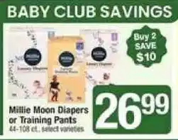 Shaw's Millie Moon Diapers or Training Pants offer