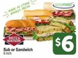 Shaw's Dietz Watson Sub or Sandwich offer