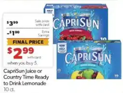 Family Fare Caprisun juice or country time ready to drink lemonade offer