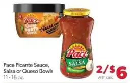 Family Fare Pace Picante Sauce, Salsa or Queso Bowls offer
