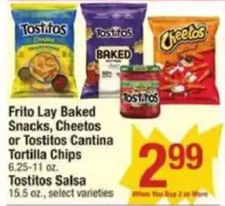 Shaw's Frito Lay Baked Snacks, Cheetos or Tostitos Cantina Tortilla Chips offer