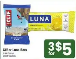 Shaw's Clif or Luna Bars offer