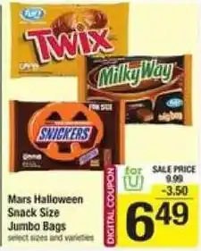 Shaw's Mars halloween snack size jumbo bags offer
