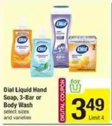Shaw's Dial Liquid Hand Soap, 3-Bar or Body Wash offer