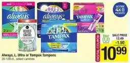 Shaw's Always, L. Ultra or Tampax Tampons offer