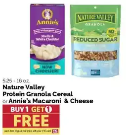 Harris Teeter Nature Valley Protein Granola Cereal or Annie's Macaroni & Cheese offer