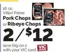 Harris Teeter Villari Prime Pork Chops or Ribeye Chops offer