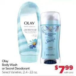 Family Fare Olay Body Wash or Secret Deodorant offer