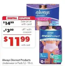Family Fare Always Discreet Products offer