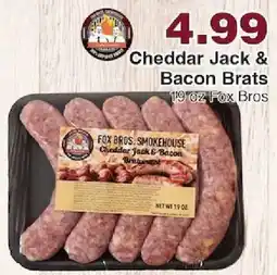 Piggly Wiggly Fox Bros. Smokehouse Cheddar Jack & Bacon Bratwurst offer