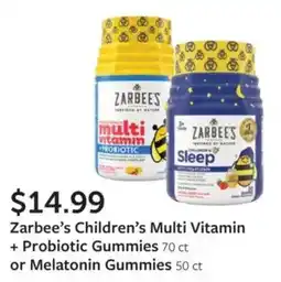 Fareway Zarbee's Children's Multi Vitamin + Probiotic Gummies or Melatonin Gummies offer