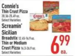 Strack & Van Til Connie's thin crust pizza, screamin' sicilian breadstix, thin or medium crust pizza offer