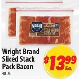 Food Giant Wright Brand Sliced Stack Pack Bacon offer