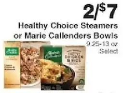 Piggly Wiggly Healthy Choice Steamers or Marie Callenders Bowls offer