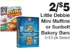 Piggly Wiggly Little Debbie Mini Muffins or Sunbelt Bakery Bars offer