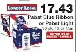 Piggly Wiggly Pabst Blue Ribbon or Pabst Light offer