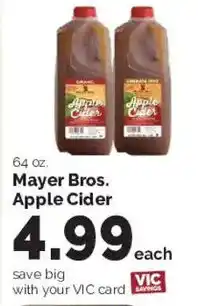 Harris Teeter Mayer Bros Apple Cider offer