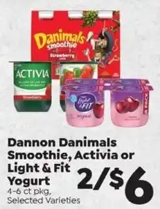 Sentry Dannon Danimals Smoothie, Activia or Light & Fit Yogurt offer