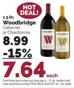 Harris Teeter Woodbridge Cabernet or Chardonnay offer