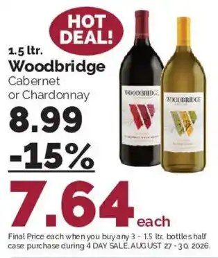 Harris Teeter Woodbridge Cabernet or Chardonnay offer