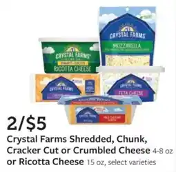 Fareway Crystal Farms Shredded, Chunk, Cracker Cut or Crumbled Cheese or Ricotta Cheese offer