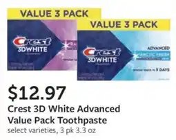 Fareway Crest 3d White Advanced Value Pack Toothpaste offer