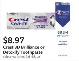 Fareway Crest 3D Brilliance or Detoxify Toothpaste offer