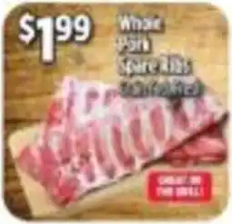 Pioneer Supermarkets Whole Pork Spare Ribs offer