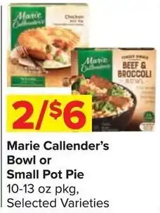 Shop 'n Save Marie Callender's Bowl or Small Pot Pie offer