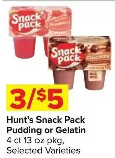 Shop 'n Save Hunt's Snack Pack Pudding or Gelatin offer