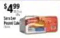 Pioneer Supermarkets Sara Lee Pound Cake offer