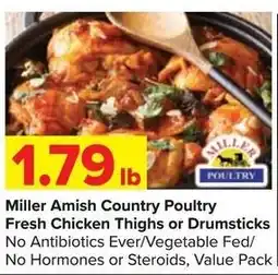 Shop 'n Save Miller Amish Country Poultry Fresh Chicken Thighs or Drumsticks offer