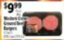 Pioneer Supermarkets Western Family Ground Beef Burgers offer