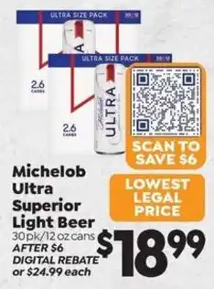 Sentry Michelob Ultra Superior Light Beer offer