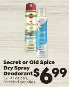 Sentry Secret or Old Spice Dry Spray Deodorant offer