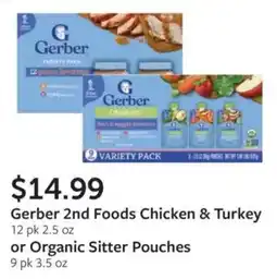 Fareway Gerber 2nd Foods Chicken & Turkey or Organic Sitter Pouches offer