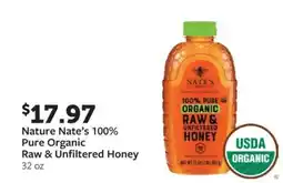 Fareway Nature Nate's 100% Pure Organic Raw & Unfiltered Honey offer