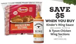 Fareway Kinder's Wing Sauce & Tyson Chicken Wing Sections offer