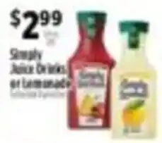 Pioneer Supermarkets Simply Juice Drinks or Lemonade offer