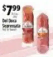Pioneer Supermarkets Del Duca sopressata offer