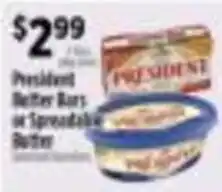 Pioneer Supermarkets President butter bars or spreadable butter offer