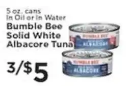 Pioneer Supermarkets Bumble Bee solid white albacore tuna offer
